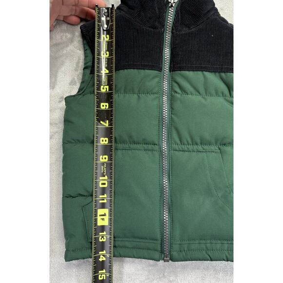 Carter’s Toddler Puffer Vest Size 2T Green Blue Corduroy Collar Sherpa - Picture 5 of 9